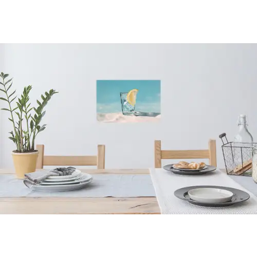Glas - ijsblokjes - Citroen Muursticker klein -eettafel