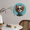 Vrouw - Blauw - Vlinder - Bloemen - Aesthetic Wandcirkel behangsticker klein -sfeer3