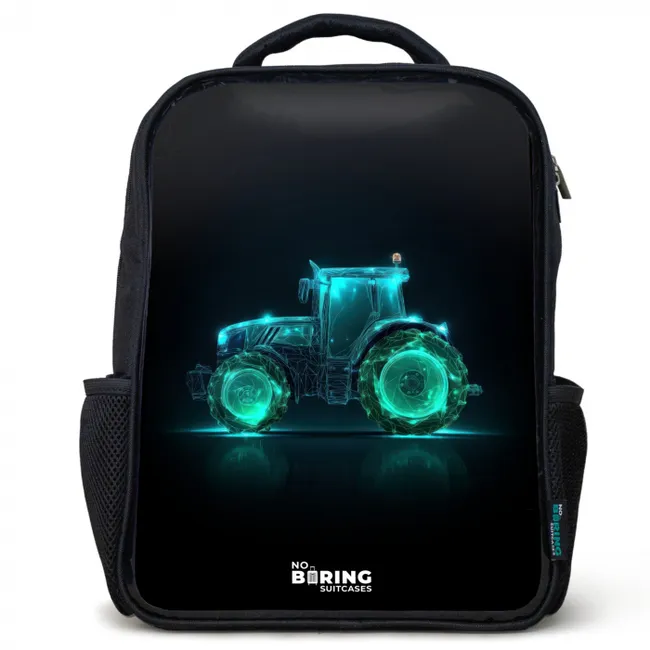 Neontractor op zwarte ondergrond Rugzak - Zwart middel -3d