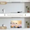 Viooltjes - bij - Zonlicht keuken achterwand spatscherm klein -voor_na_NL