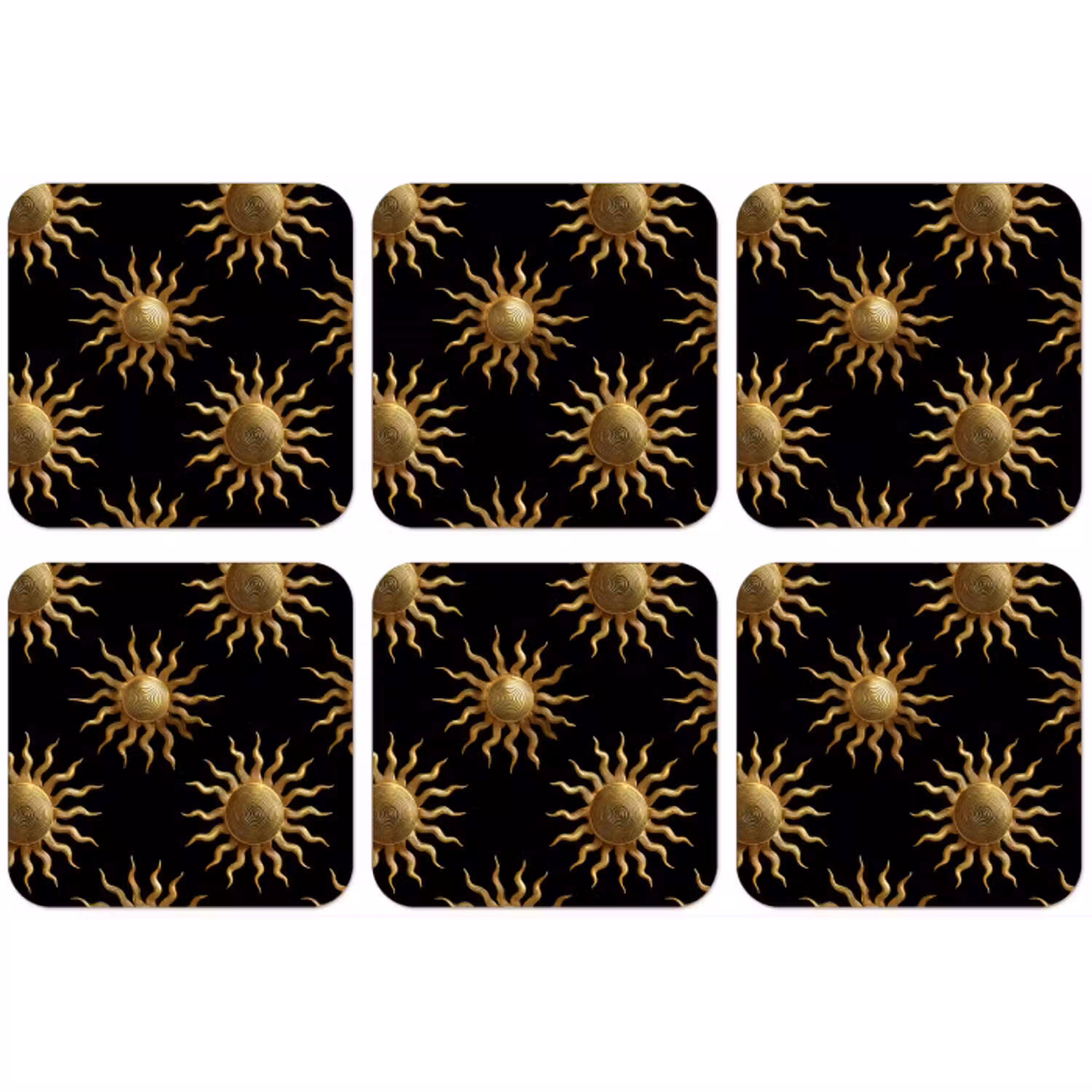 Zon - Patroon - Luxe - Goud - Zwart onderzetter kurk middel 366 -zkaufland3dotto