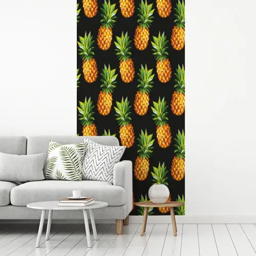 Tropische - Ananas - Zwart fotobehang vinyl groot 64 -woonkamer