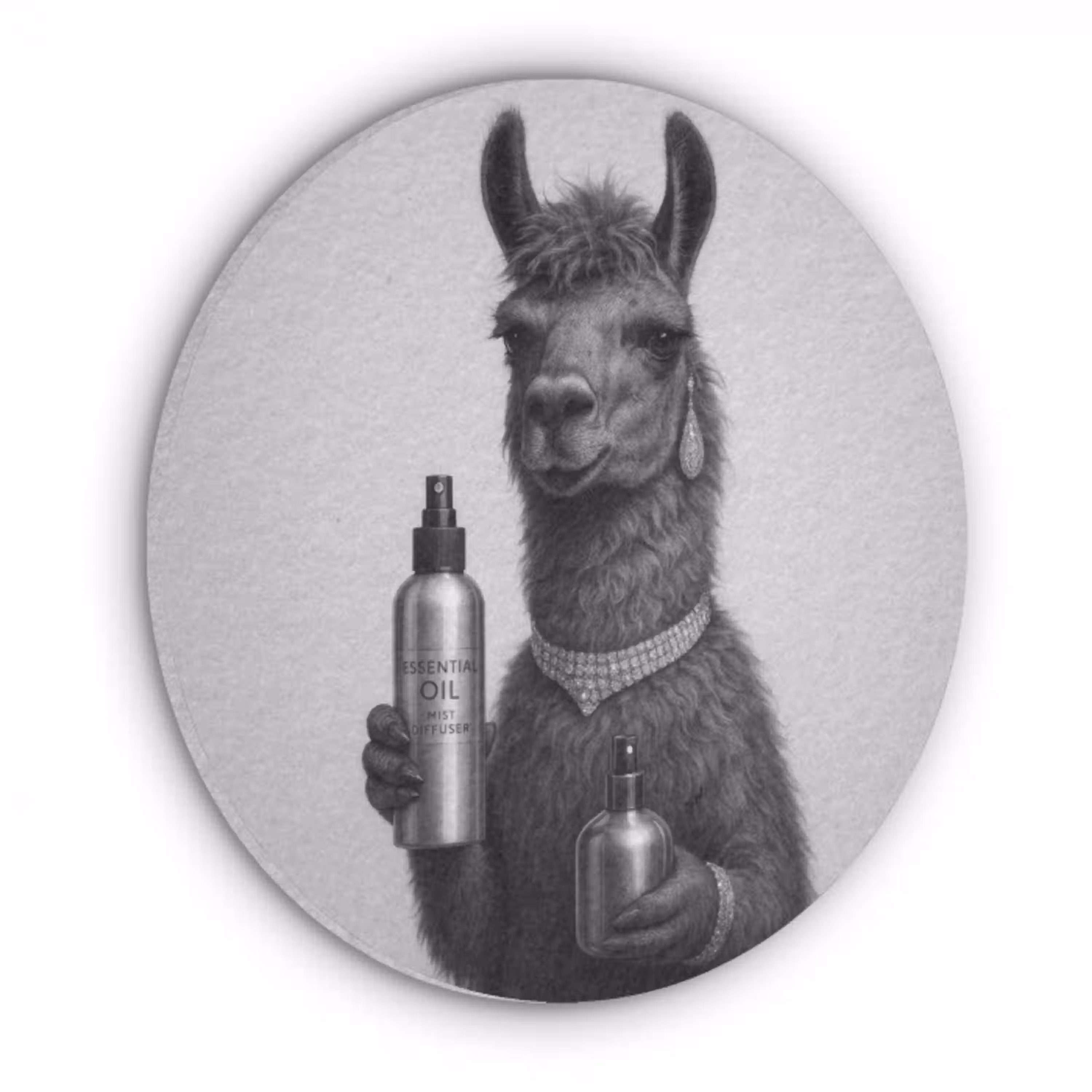 Lama - Flessen - Zwart - Wit Akoestische PET Vilt - Rond klein -3d