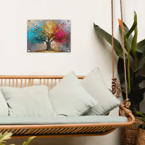 Boom - Kleurrijk - Grijs - Modern tuinposter los doek klein -sfeer7