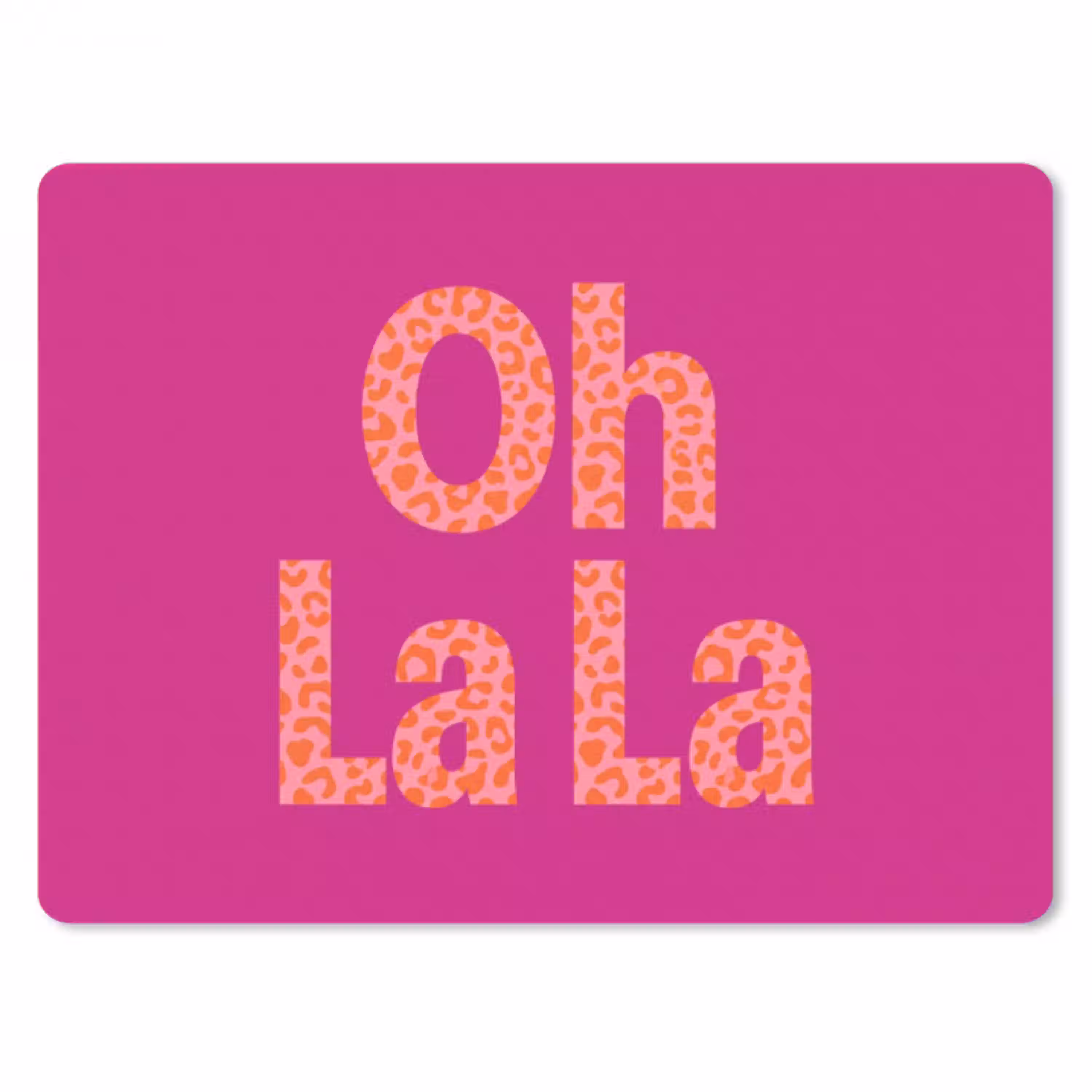 Oh la la - Luipaardprint - Roze muismat rubber klein -3d