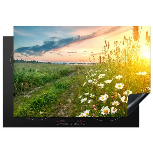 Bloemen - Madelief - Natuur - Zon - Horizon Inductie beschermer vinyl 3mm klein -3d
