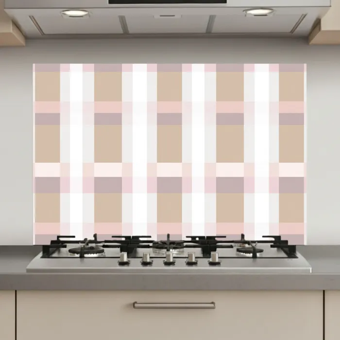 Ruitpatroon - Aardetinten - Minimalistisch keuken achterwand spatscherm klein 900 -3d_website