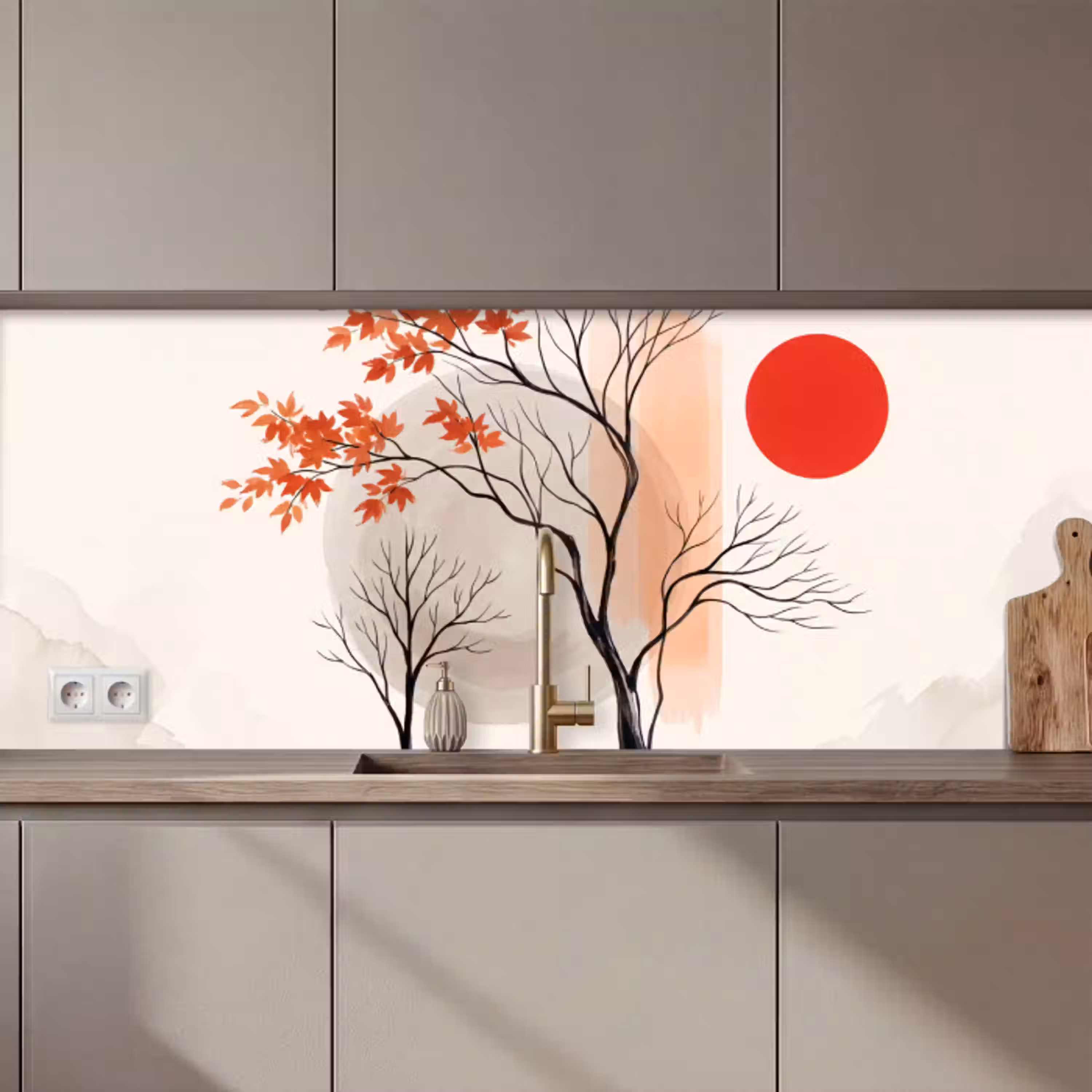 Boom - Rood - Abstract keuken achterwand 2 middel zz_3dshopping