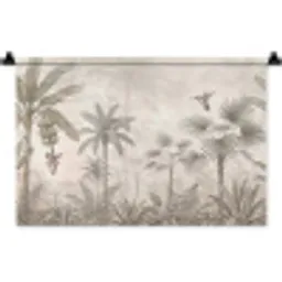 Jungle - Banenboom - Kolibrie - Beige Wandkleed katoen klein -zz3d