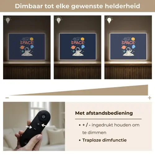 Astronaut - Ruimte - Planeten Light Box met batterij (Wandlamp kind) middel -USP_dimbaarNL