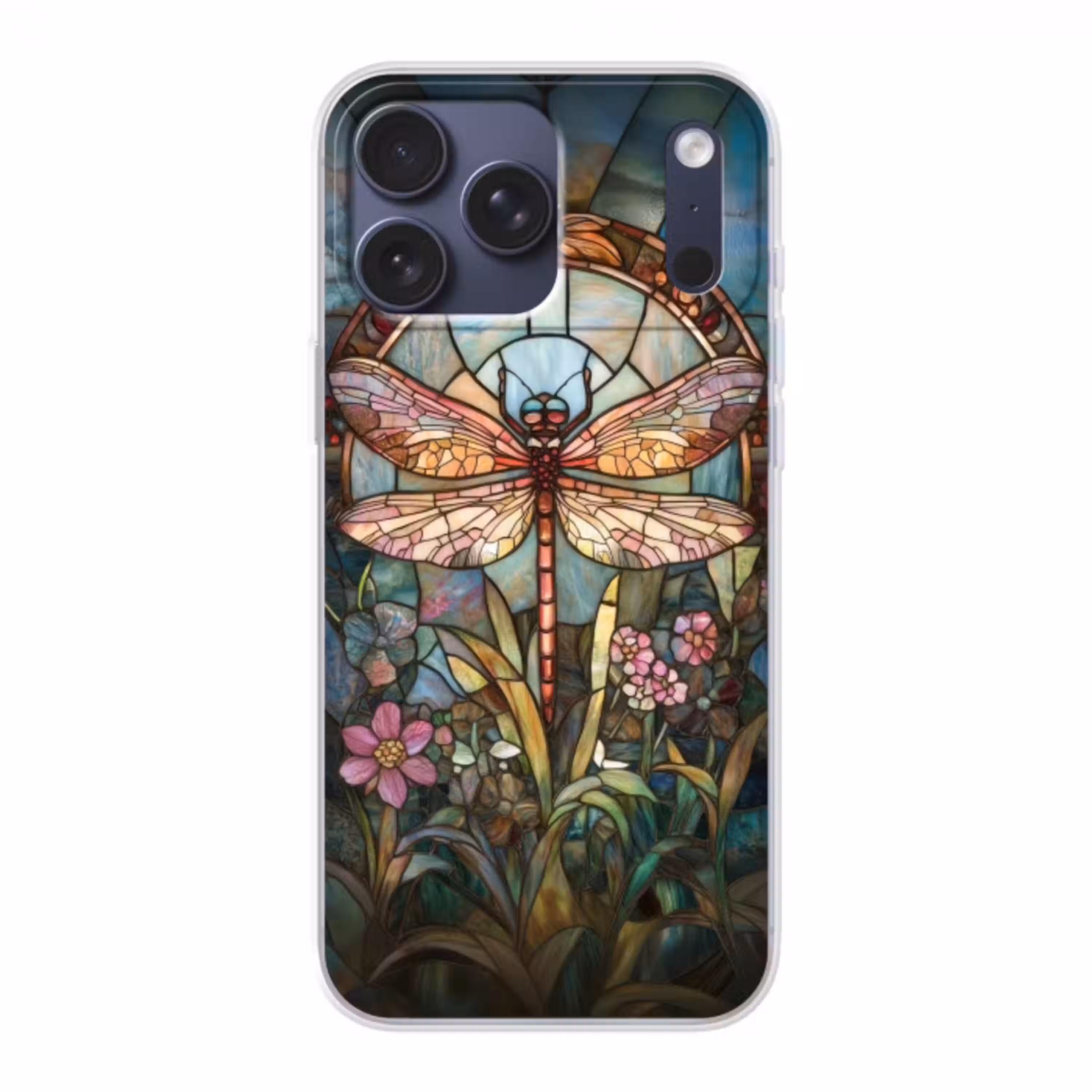 Libelle - Mozaïek - Bloemen - Kleurrijk Telefoonhoesje iPhone 17 Pro Max klein -3d