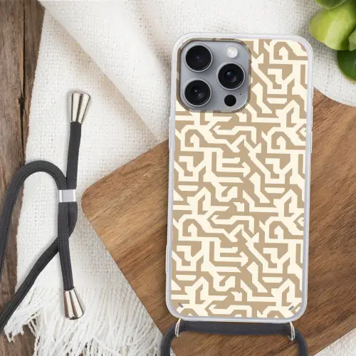 Modern - Abstract - Beige Hoesje iPhone 16 Pro Max met koord klein 804 -sfeer4