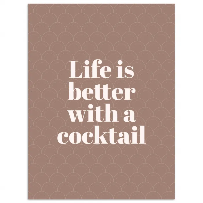 Cocktail - Tekst - Patroon - Wit poster papier klein -3d