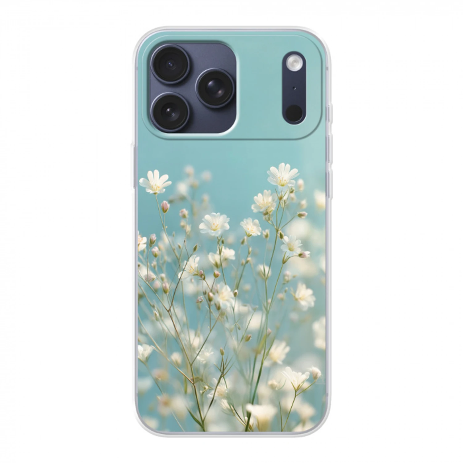 Stengels - Bloemen - Lucht - Wit Telefoonhoesje iPhone 17 Pro Max klein -3d
