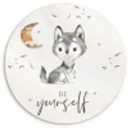 Spreuken - Wolf - Be yourself - Kinderen - Jongens - Meisjes - Waterverf Wandcirkel kunststof plaat 5mm dik klein -3d