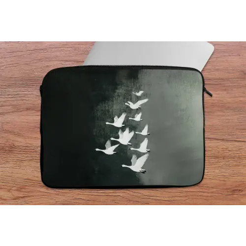 Vogel - Japandi - Groen laptophoes neopreen klein -tafel