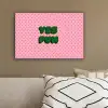 Yes fun - Groen - Roze - Stippen canvas 2cm klein -sfeer3
