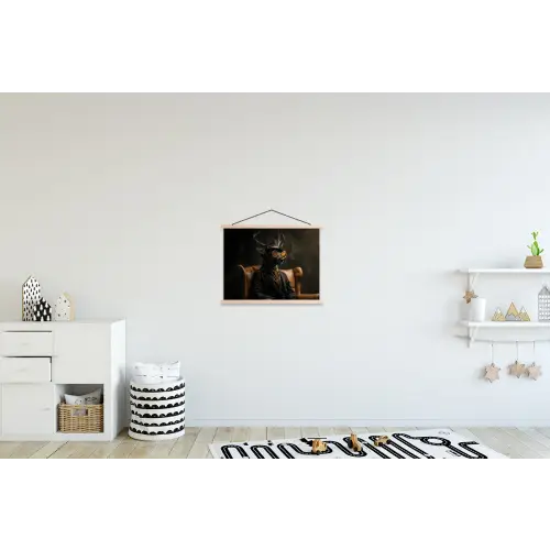 Hert - Zonnebril - Zwart - Pak textielposter latten blank klein -kinderkamer