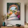 Doorkijk - Bloemen - Tropisch - Kleurrijk Textielframe - compleet frame klein -sfeer1