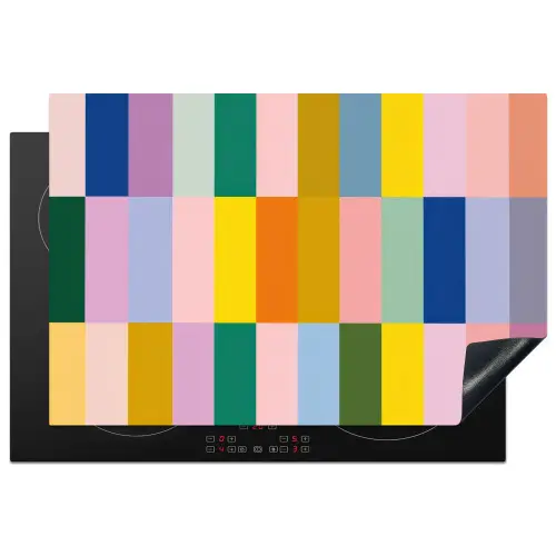 Stroken - Blauw - Patroon - Abstract Inductie beschermer vinyl 3mm klein -3d
