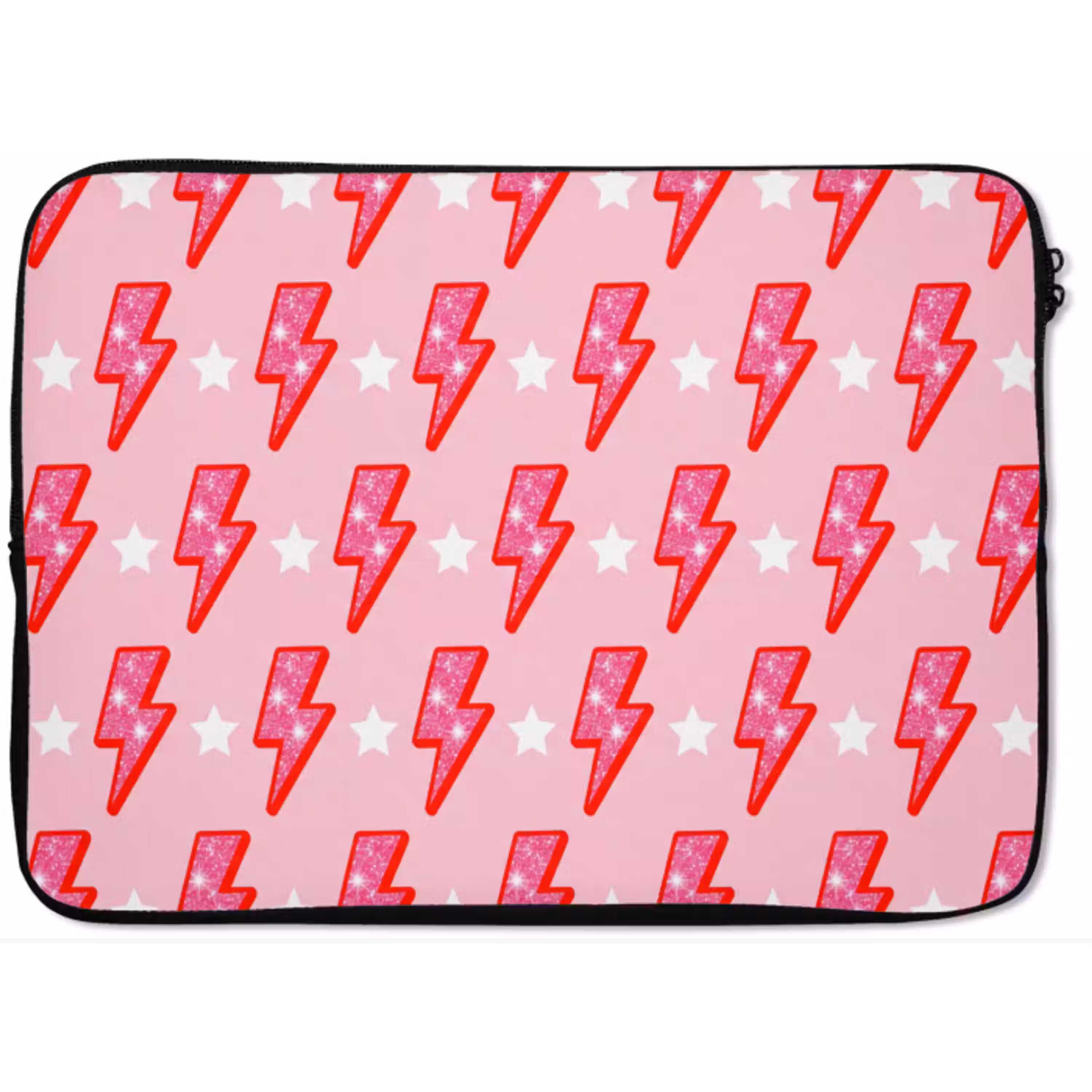 Patroon - Bliksem - Ster - Glitter - Roze laptophoes neopreen klein -zkaufland3dotto