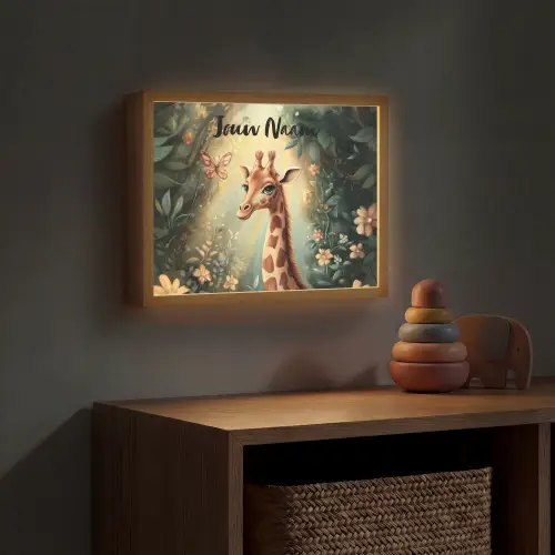 Giraffe - Jungle - Bloemen Light Box met batterij (Wandlamp kind) middel -sfeer5_kind