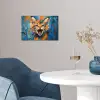 Kat - Kleurrijk - Oranje - Blauw poster papier klein -sfeer3