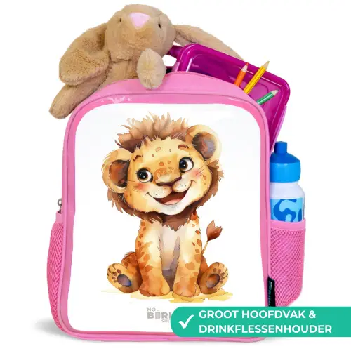 Baby leeuw Kinderrugzak - Roze middel -inhoud_NL