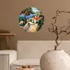 Huizen - Mozaïek - Sinaasappelbomen - Zee Wandcirkel behangsticker klein -sfeer1