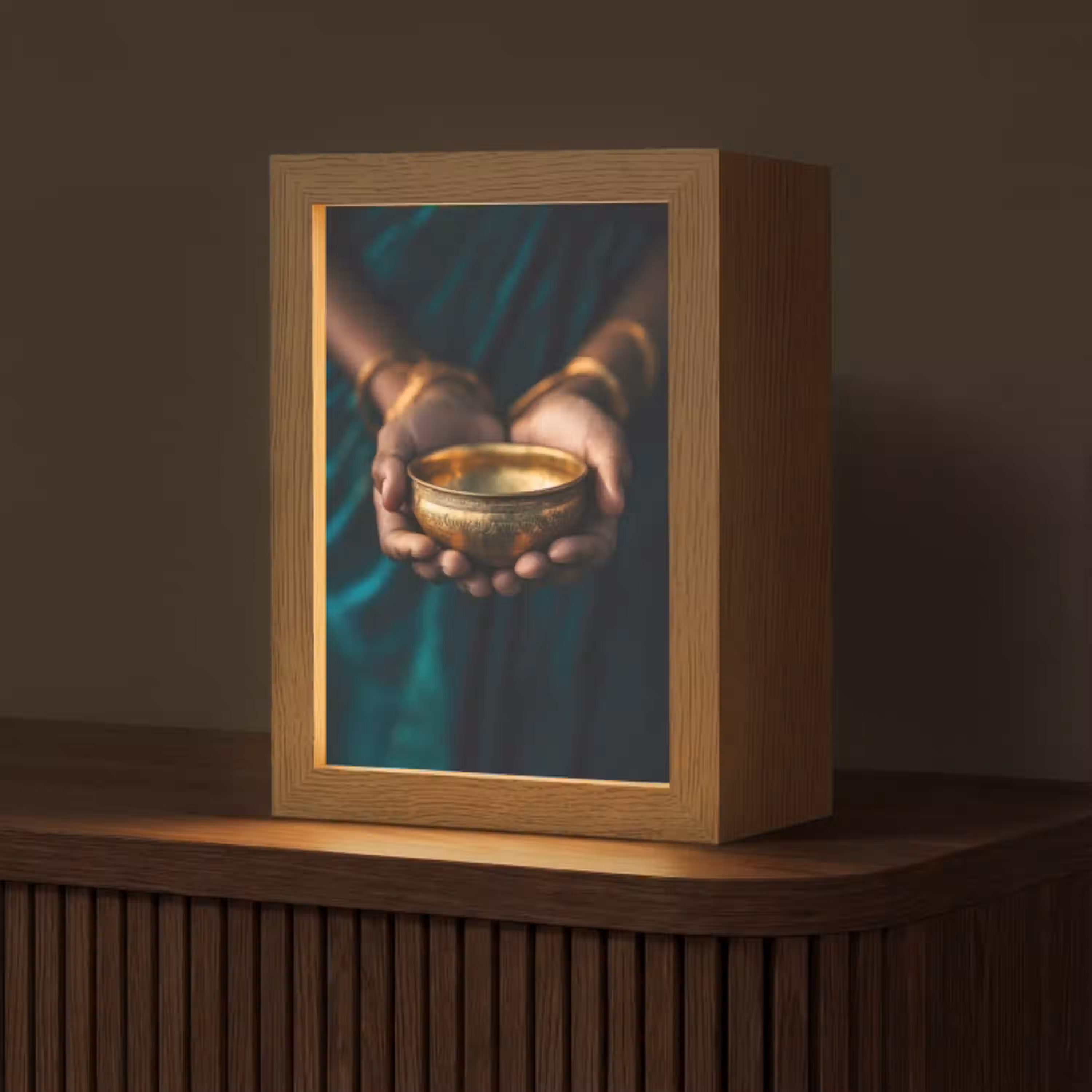 Goud - Kom - Blauw Light Box met kabel (Tafellamp) klein -z3d_website