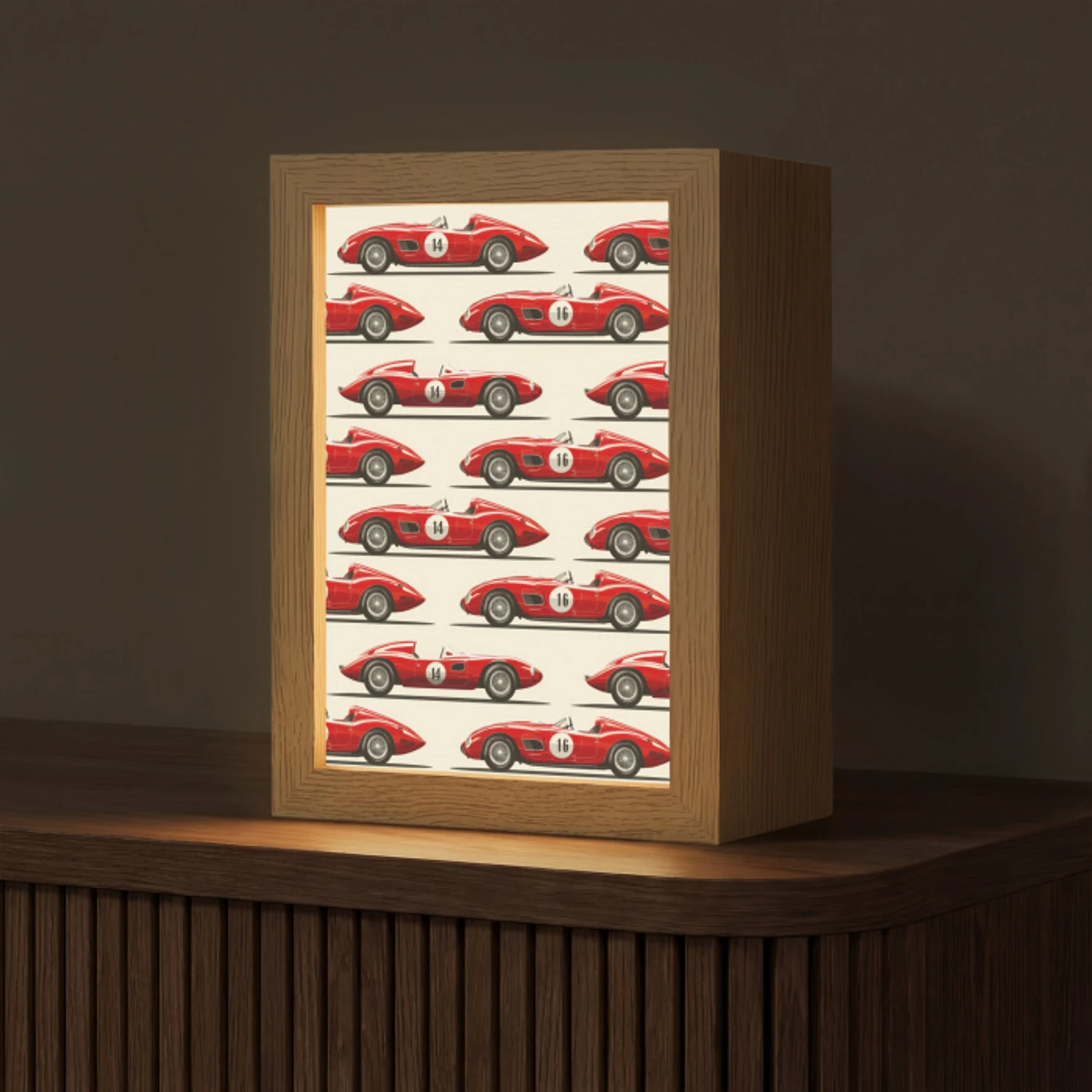 Raceauto - Retro - Rood Light Box met kabel (Tafellamp) klein 925 -z3d_website