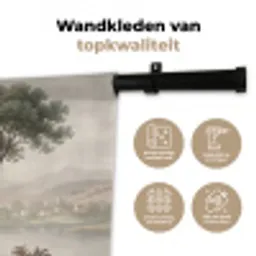 Bomen - Meer - Bergen - Illustratie Wandkleed katoen klein -sfeer2