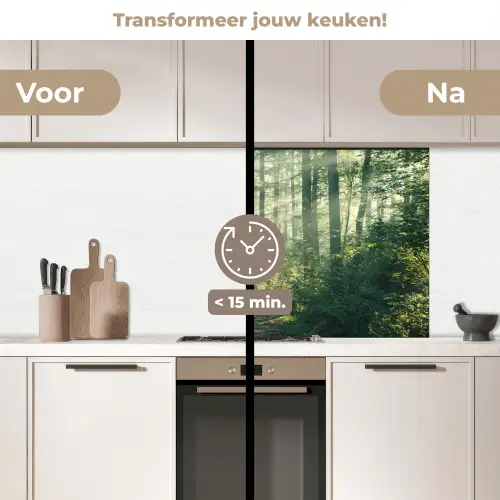 Bos - Pad - Zon - Bomen - Groen - Natuur keuken achterwand 2 middel -voor-na2_NL