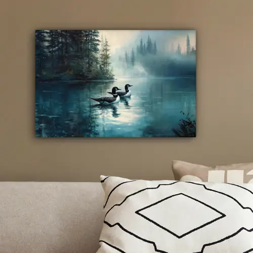 Bos - Water - Eenden - Mistig canvas 2cm klein -sfeer3
