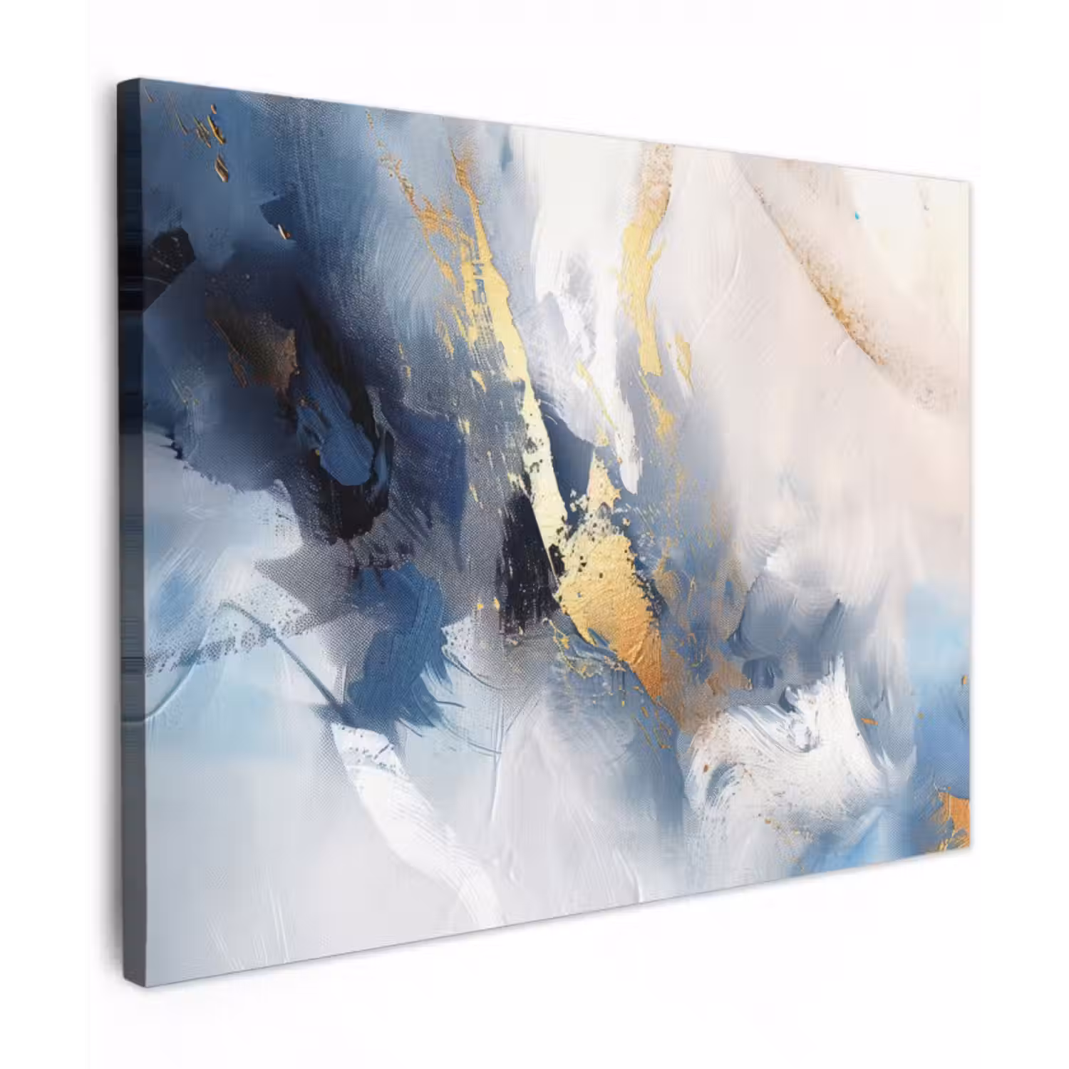 Leinwandbild - Blau - Modern - Marmor - Abstrakt - Gold