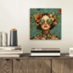 Vrouw - Bloemen - Vlinders - Natuur - Vintage aluminium wit klein -sfeer1