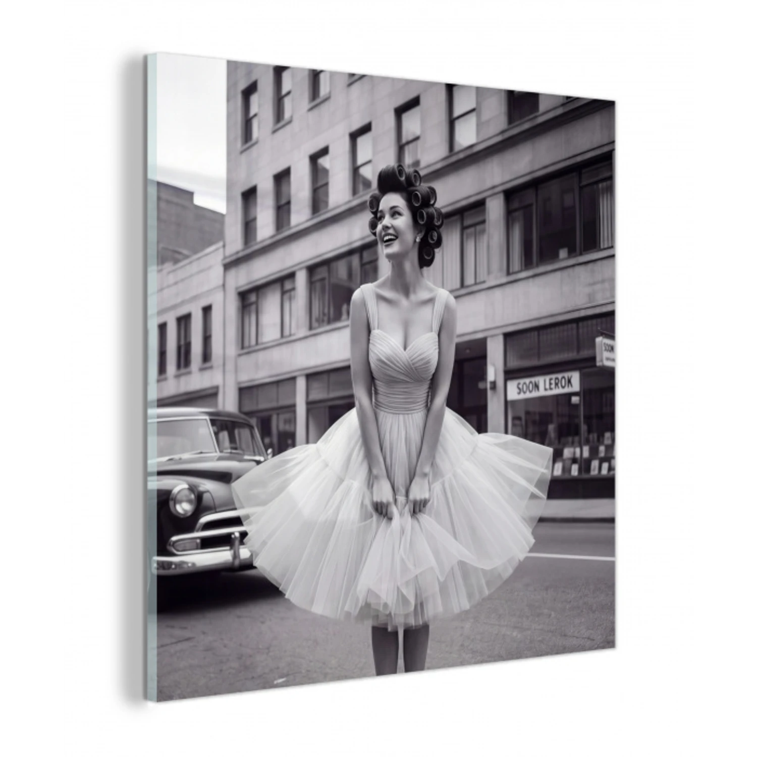 Retro - Vrouw - Zwart - Wit plexiglas 5mm klein -z3d