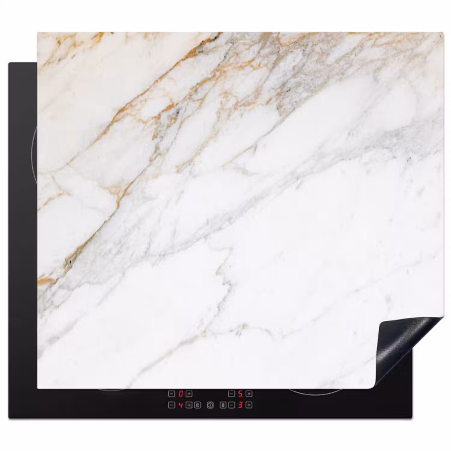 Inductie beschermer - Marmer - Steen - Wit - Goud - Marmerlook - Steen - Luxe