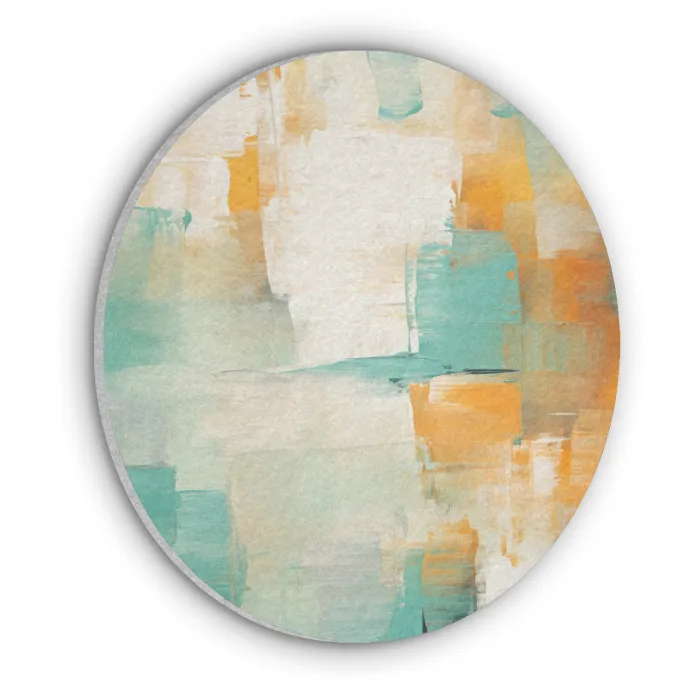 Kunst - Abstract - Blauw - Wit Akoestische PET Vilt - Rond klein -3d