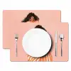 Meisje - Deken - Gestreept - Oranje Placemat vinyl groot -zzsfeer2_Kitchenyeah-website