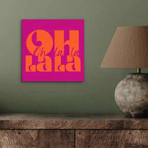 Oh la la - Roze - Oranje - Gestapelde letters aluminium wit klein -sfeer2