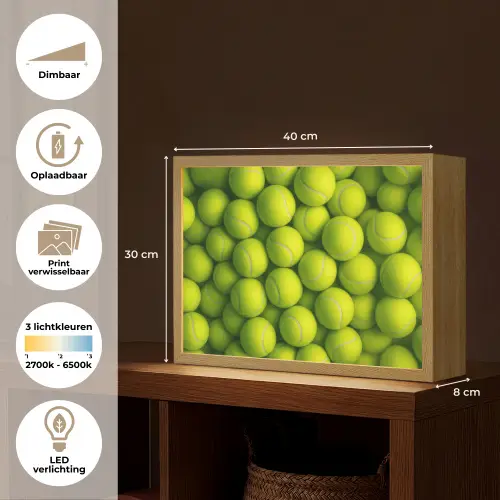 Tennisballen - Bal - Geel Light Box met batterij (Wandlamp) middel -USP_websiteoverzichtNL
