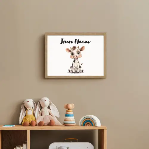 Koe - Baby dier - Boerderij dieren Light Box met batterij (Wandlamp kind) middel -sfeer2_kind