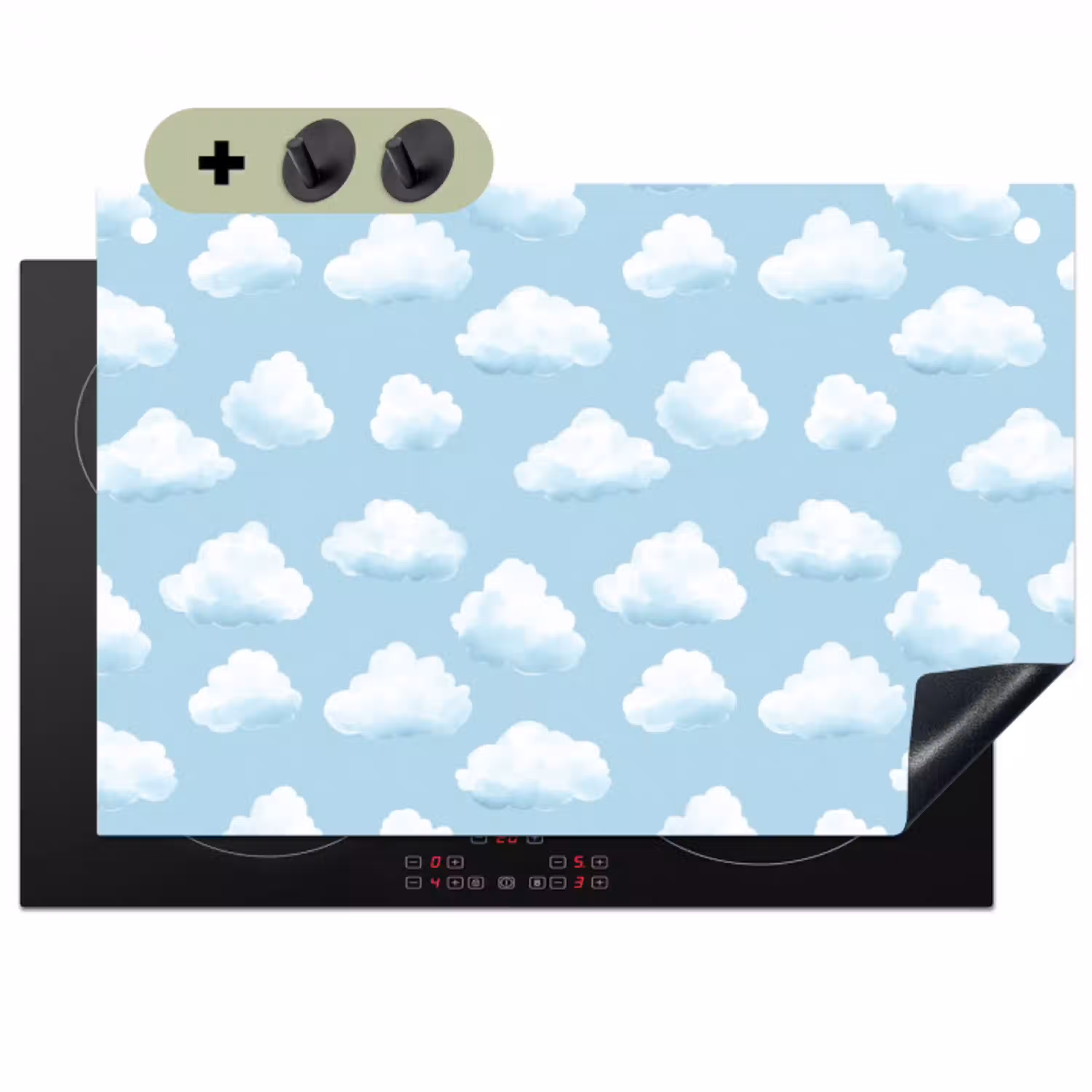 Wolken - Illustratie - Blauw Inductie beschemer met haakjes klein 777 -3d