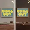 Chill out - Geel - Blauw Light Box met batterij (Wandlamp) middel -sfeer3