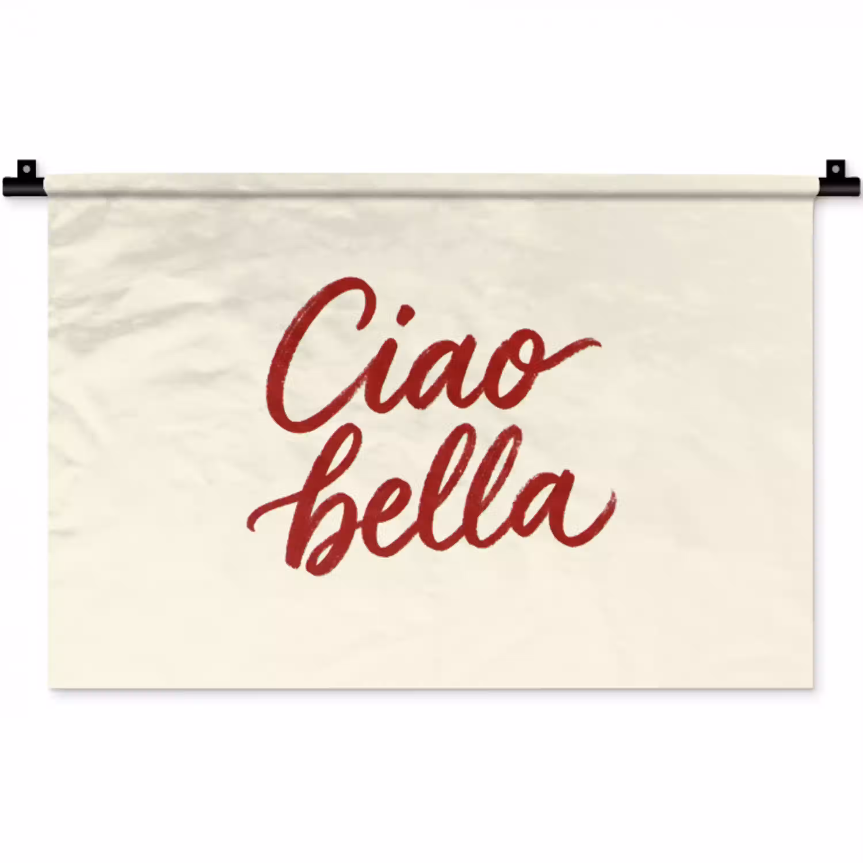 Ciao bella - Rood - Wit - Minimalistisch Wandkleed katoen klein -zz3d