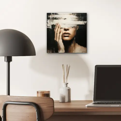 Hand - Gezicht - Strepen - Abstract aluminium wit klein -sfeer5