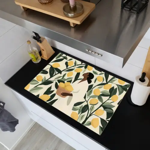 Vrouw - Mand - Citroenen - Bladeren Inductie beschemer met haakjes klein -sfeer1