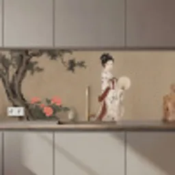 Vrouw - Azië - Kunst - Beige keuken achterwand 2 middel zz_3dshopping