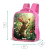 Zijnaanzicht van een konijn met rode bloem Kinderrugzak - Roze middel -productfoto_formaten